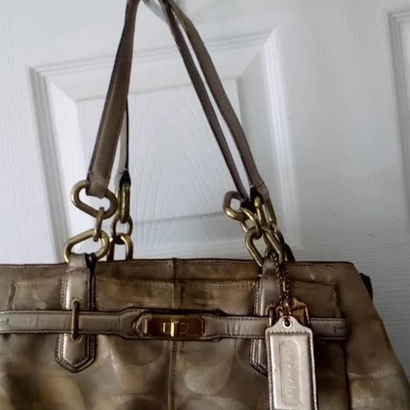 Coach Beige and Gold Handbag - Picture 3 of 4